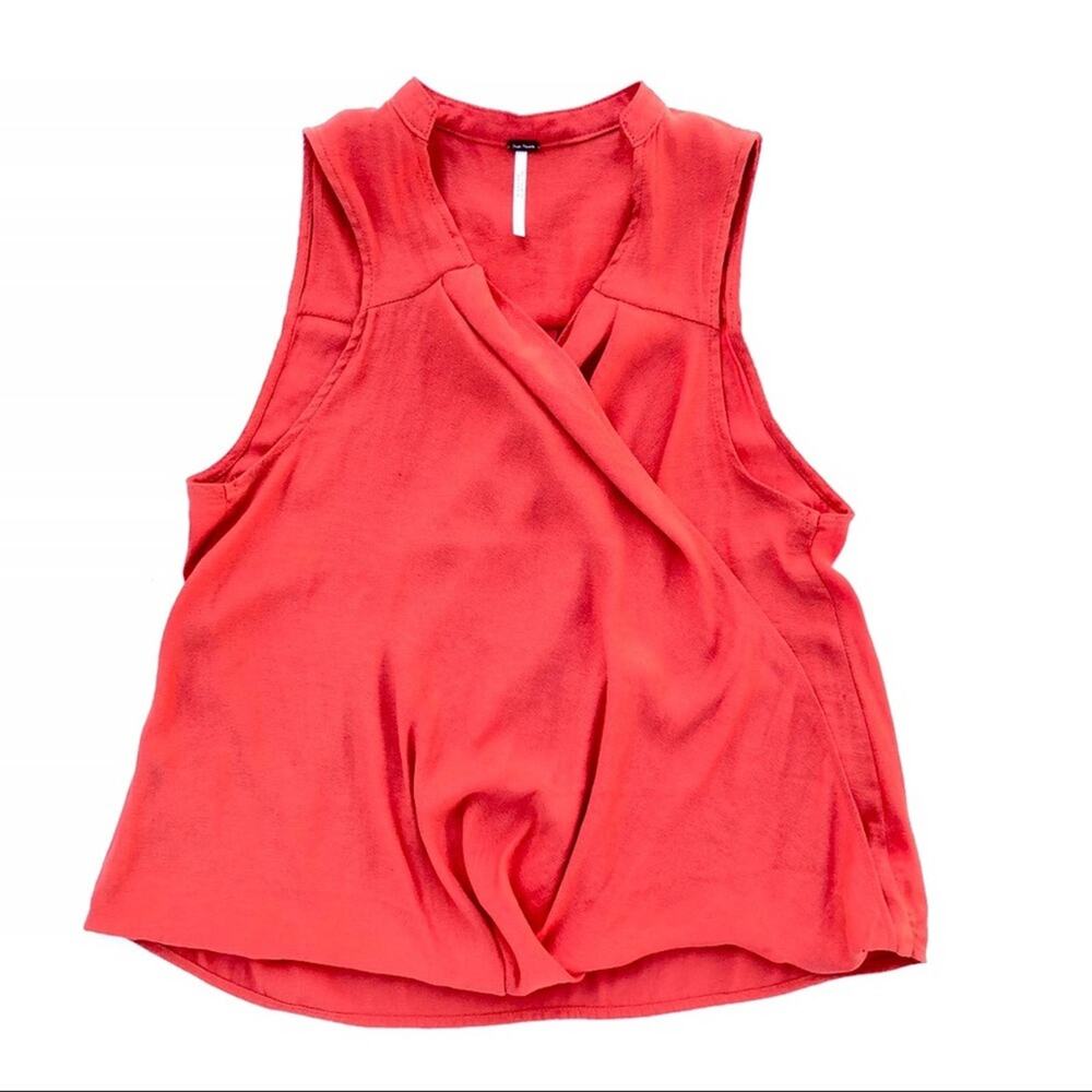 Free People • Orange Surplice Neckline Silk Blouse